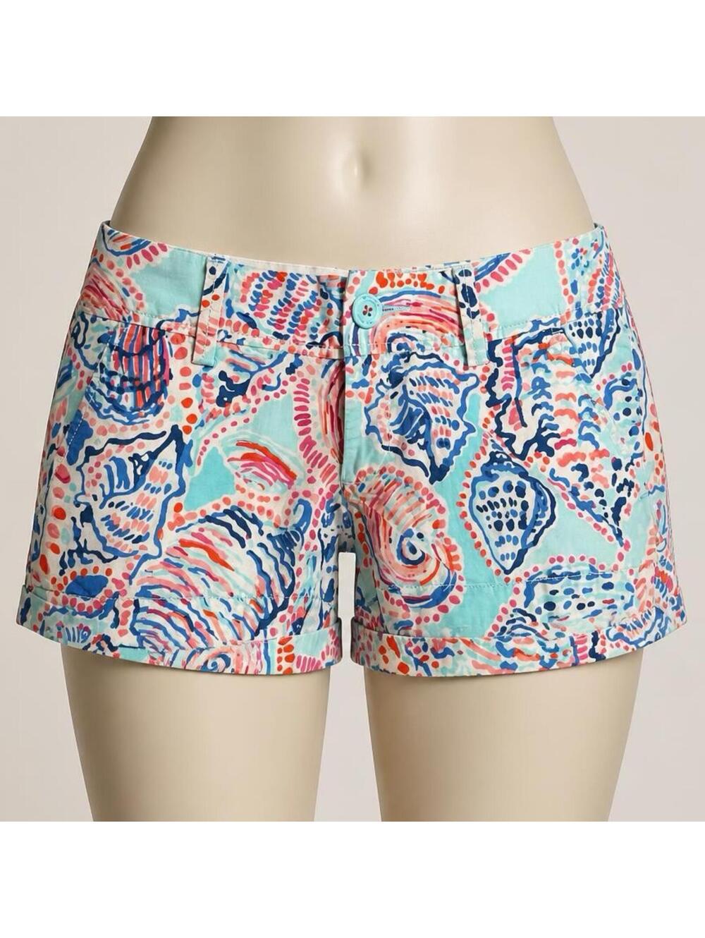 Lilly Pulitzer "Shell Me About It" print cotton The Walsh shorts, size 00